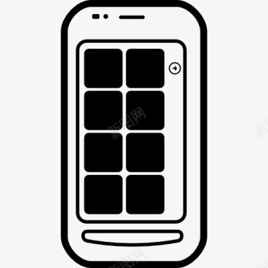 方块排列手机屏幕上的黑色方块图标图标
