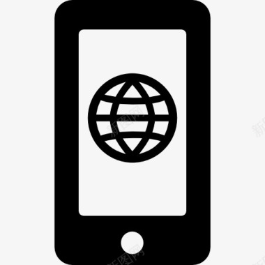 世界网格符号手机屏幕上图标图标