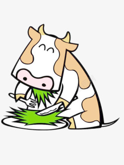 可爱的牛在吃草素材