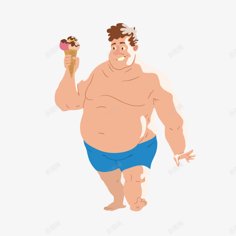 穿短裤的胖胖的男人png免抠素材_88icon https://88icon.com 人物 冰激淋甜筒 冷饮 卡通 甜点 男人 胖胖的