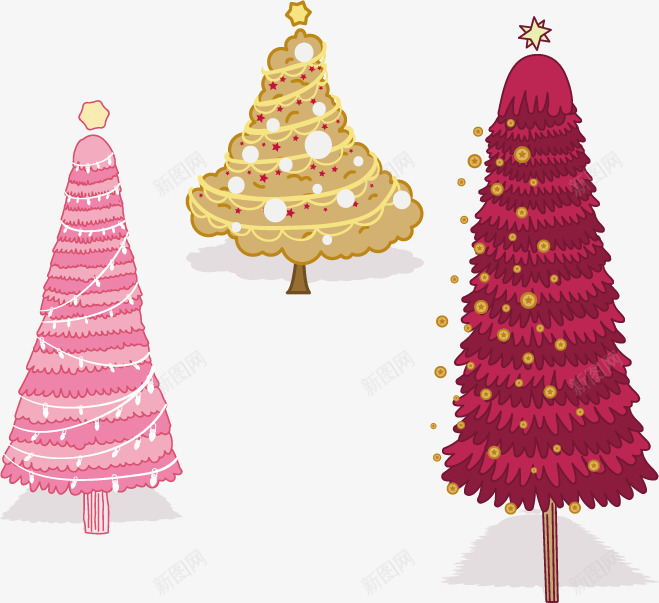 可爱圣诞树png免抠素材_88icon https://88icon.com 可爱 圣诞树 圣诞节 扁平 植物 简约 粉色 红色 节日 装饰 黄色