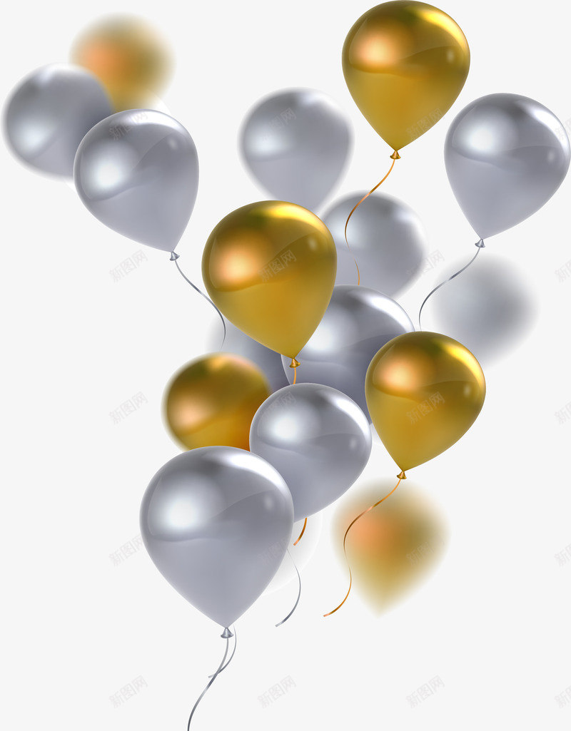 金色简约气球装饰图案png免抠素材_88icon https://88icon.com 免抠PNG 气球 气球墙 浪漫 漂浮 简约 装饰图案 金色 银色