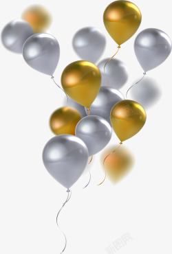 金色与银色金色简约气球装饰图案高清图片
