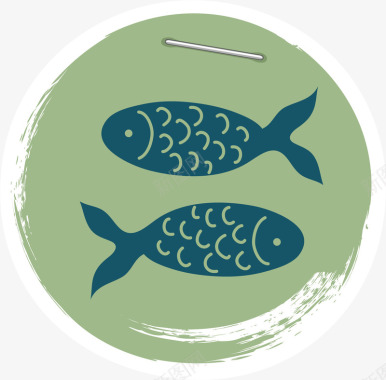 北欧图案浅绿色双鱼座图标图标