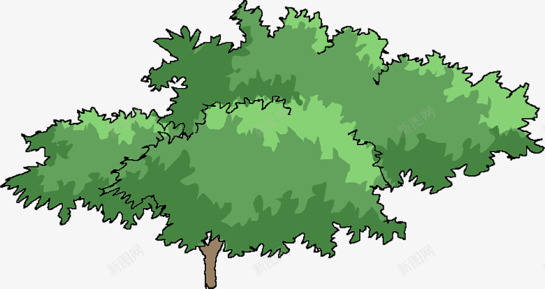 手绘绿色夏季植物大树png免抠素材_88icon https://88icon.com 夏季 大树 植物 绿色