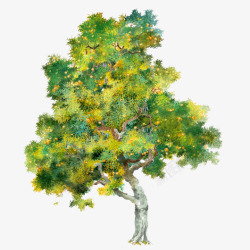 油画绿色大树装饰图案素材