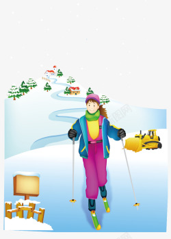 大雪滑雪冬季旅游素材