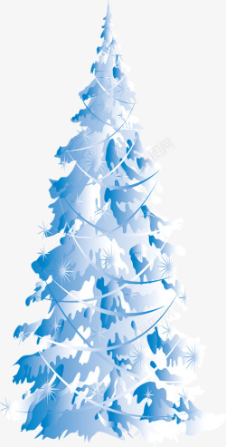 蓝色卡通圣诞树素材