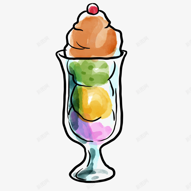 手绘彩绘饮品冰淇淋矢量图ai免抠素材_88icon https://88icon.com 冰淇淋 彩绘 彩色 手绘 绘画 食物 饮品设计 矢量图