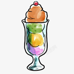 手绘彩绘饮品冰淇淋矢量图素材