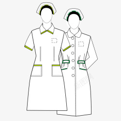 黑色线条护士服装矢量图素材