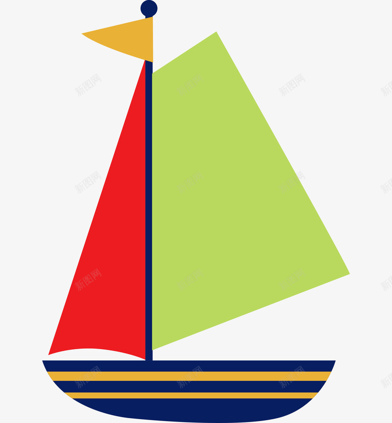 彩色帆船图png免抠素材_88icon https://88icon.com 卡通帆船 卡通船 帆船 矢量船只 船 船俯视 船只 货船 轮船