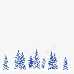 深冬蓝色森林雪树素材