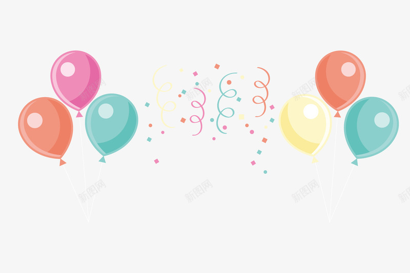 手绘生日气球png免抠素材_88icon https://88icon.com 彩带碎片 彩色气球 气球 气球墙 活动装饰 漂浮装饰 生日布置 生日装饰 鼠
