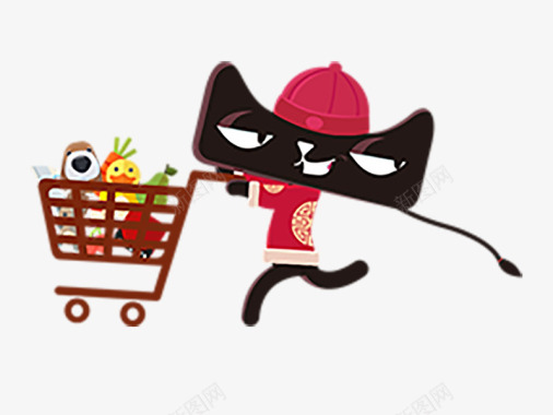购物推着购物车的天猫形象LOG图标图标