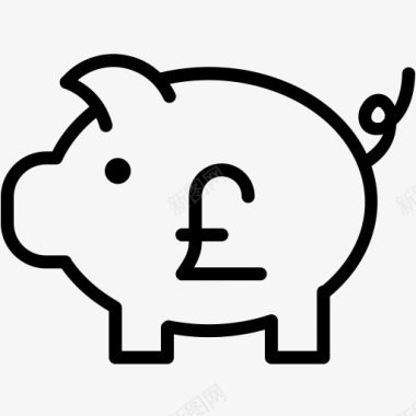 银行货币电子商务金融小猪英镑储图标图标