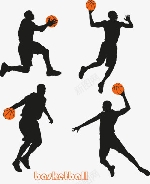 篮球筐4款篮球男子剪影图标图标