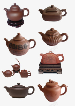 紫砂壶茶壶多个展示素材