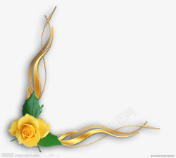 黄色玫瑰花漂浮角边框素材