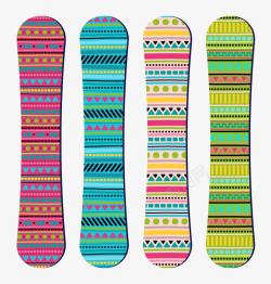 彩色几何色块滑雪板素材