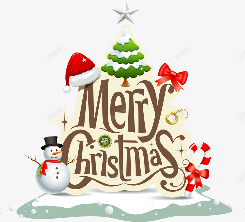 圣诞树与雪人矢量图eps免抠素材_88icon https://88icon.com 卡通 圣诞 圣诞树 帽子 雪人 矢量图