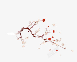 红色通用枝头红色梅花高清图片