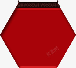 红色中国风屋檐六边形素材