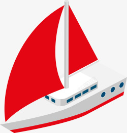 红色卡通帆船图素材