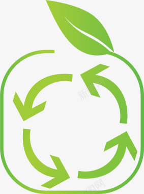 环保标志设计方形绿叶循环标识矢量图图标图标
