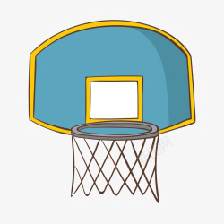 蓝黄色的篮球板和篮筐矢量图素材