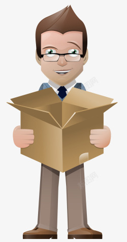 成熟男性抱着纸箱子的男人矢量图高清图片