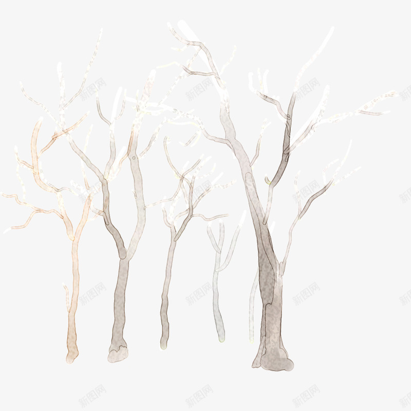 树林png免抠素材_88icon https://88icon.com 冬季 手绘 数木 枯木
