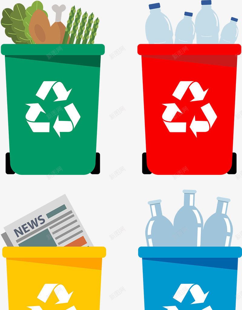 卡通绿色环保回收箱矢量图eps免抠素材_88icon https://88icon.com 卡通 回收箱 垃圾回收 城市绿化 彩色 绿色环保 矢量图