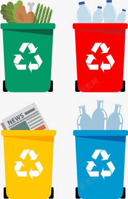 卡通回收箱卡通绿色环保回收箱矢量图高清图片