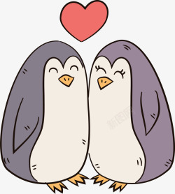 可爱卡通企鹅情侣素材
