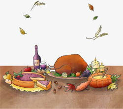 水彩火鸡手绘感恩节大餐矢量图高清图片