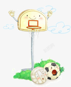卡通手绘篮球框素材
