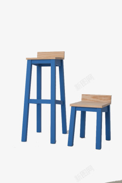 小清新蓝色木质椅子素材