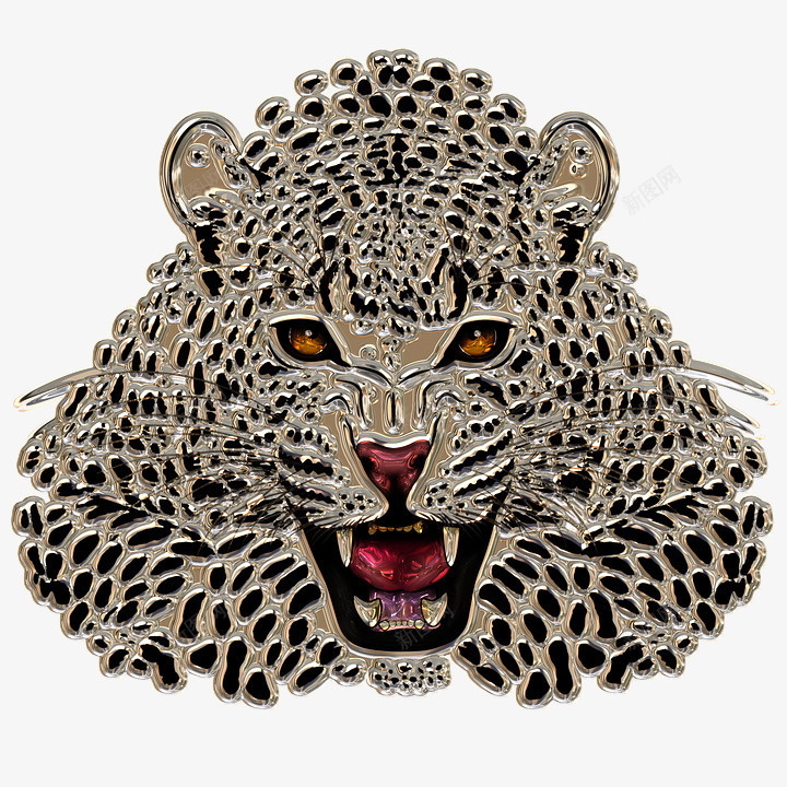 镶钻豹子图png免抠素材_88icon https://88icon.com 动物图案 效果元素 装饰设计 豹子头像 闪闪发光