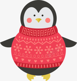 暖冬企鹅红色冬季卡通企鹅高清图片