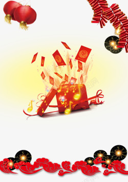 鏂板搧新年红包灯笼鞭炮高清图片