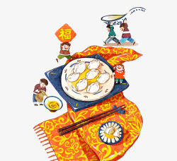 新年吃饺子冬至卡通包饺子人物高清图片