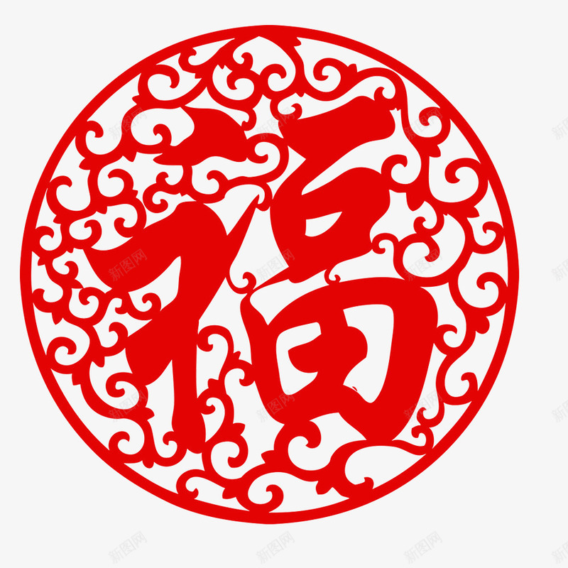 福字的剪纸窗花png免抠素材_88icon https://88icon.com 中国传统节日 喜庆 春节 福字 窗花 红色