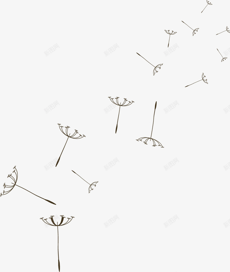 蒲公英种子漂浮png免抠素材_88icon https://88icon.com 免抠PNG 商业 未来 梦想 植物 漂浮种子 蒲公英 黑色