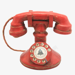 红色木质复古电话素材