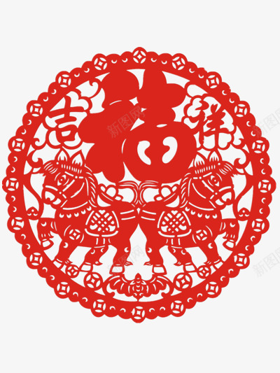 吉祥如意剪纸png免抠素材_88icon https://88icon.com 剪纸 吉祥 吉祥如意 喜庆 春节 福字 红色剪纸