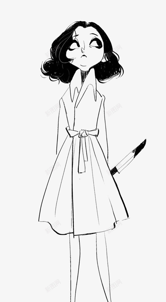 卡通女人png免抠素材_88icon https://88icon.com 卷发 女人 时尚 涂鸦 短发 线条 风衣