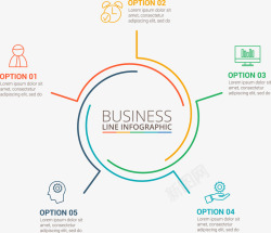 漂浮五圆形信息图表矢量图素材