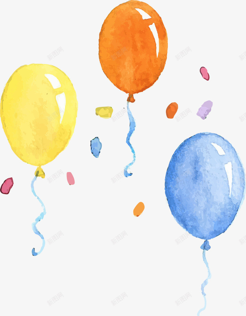 儿童节手绘升空的气球png免抠素材_88icon https://88icon.com 儿童节 升空的气球 手绘气球 水彩 漂浮的气球 绘画