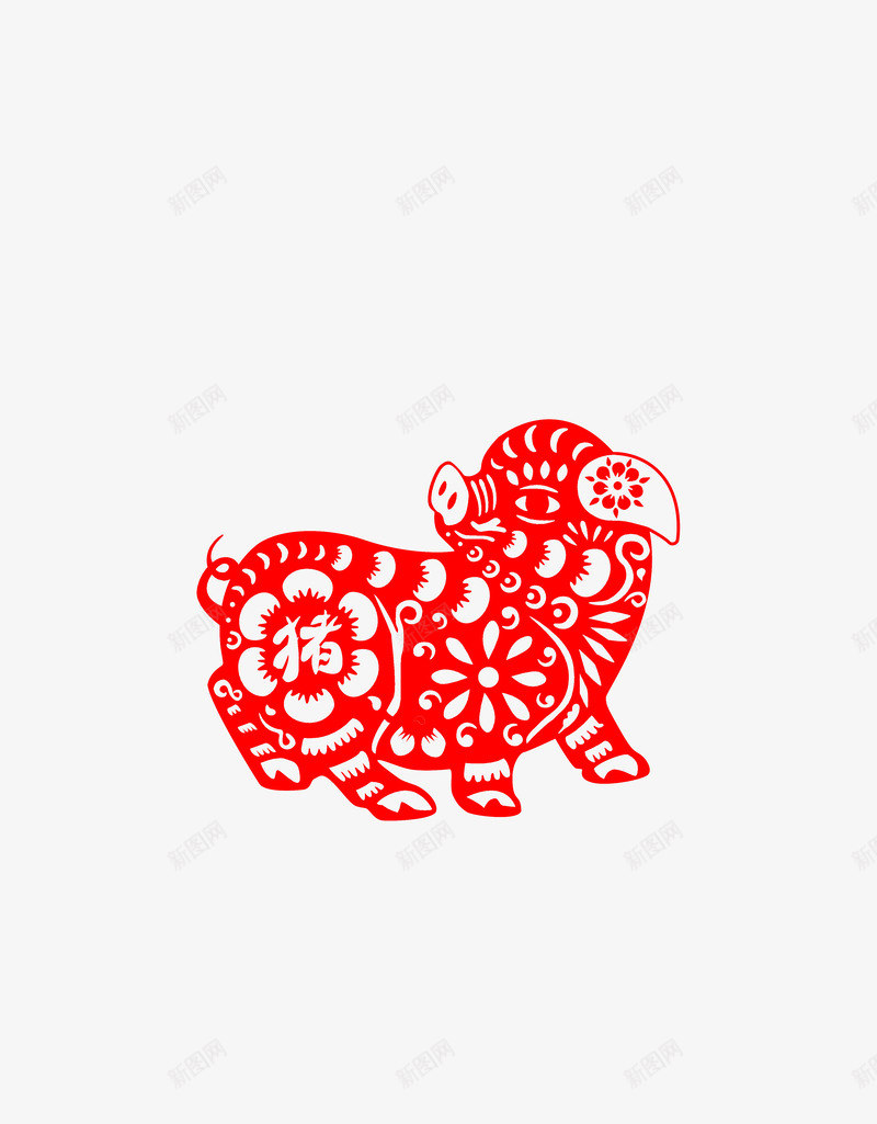 2019剪纸猪元素png免抠素材_88icon https://88icon.com 2019 剪纸 新年 春节 猪 窗花 红色